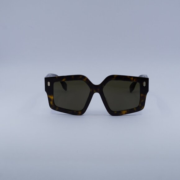 Fendi FE40162F 52E Sunglasses Dark Havana Geometric Frame, Brown Lenses - Picture 3 of 12